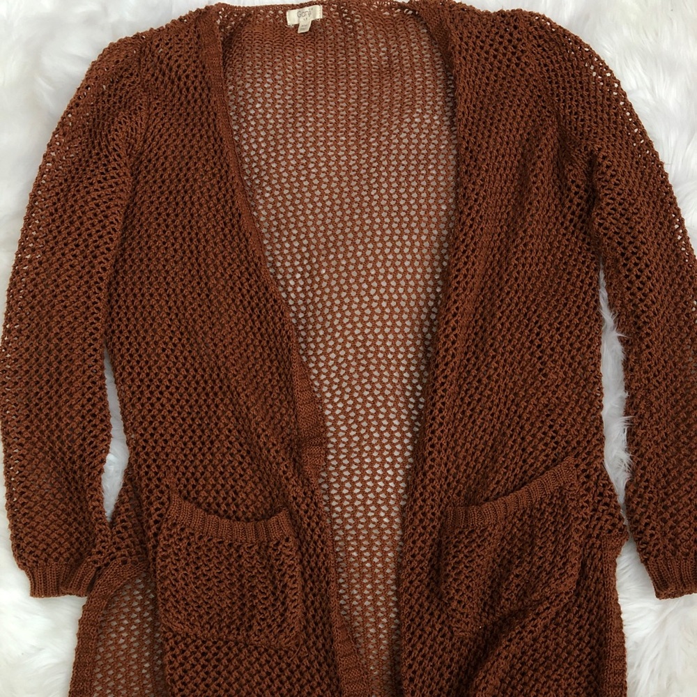 Ganji Rust Colored Crochet Cardigan